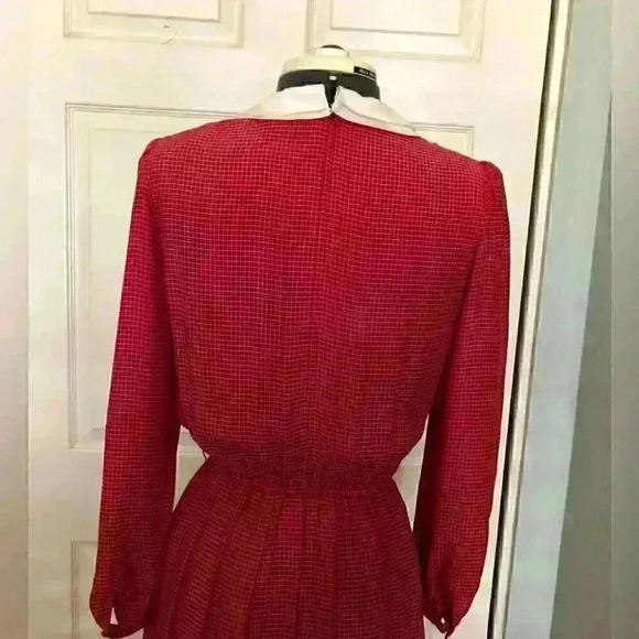 Vtg Retro 80s Mammina Tokyo Chiffon Dress Plaid Re - Picture 10 of 11